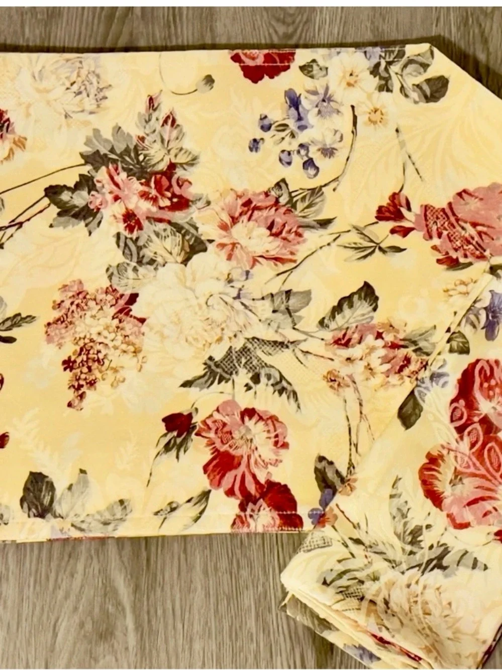 Liz Claiborne Floral Linen Set Placemats Napkins Rambling Rose Cottagecore Vtg